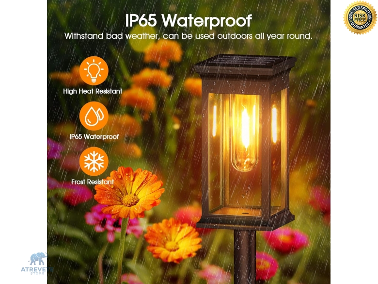 4er Set Solarlampen Für Den Garten – Warmweißes LED-Licht, IP65 Wasserdicht, Perfekt Für Wege, Beete & Terrassen