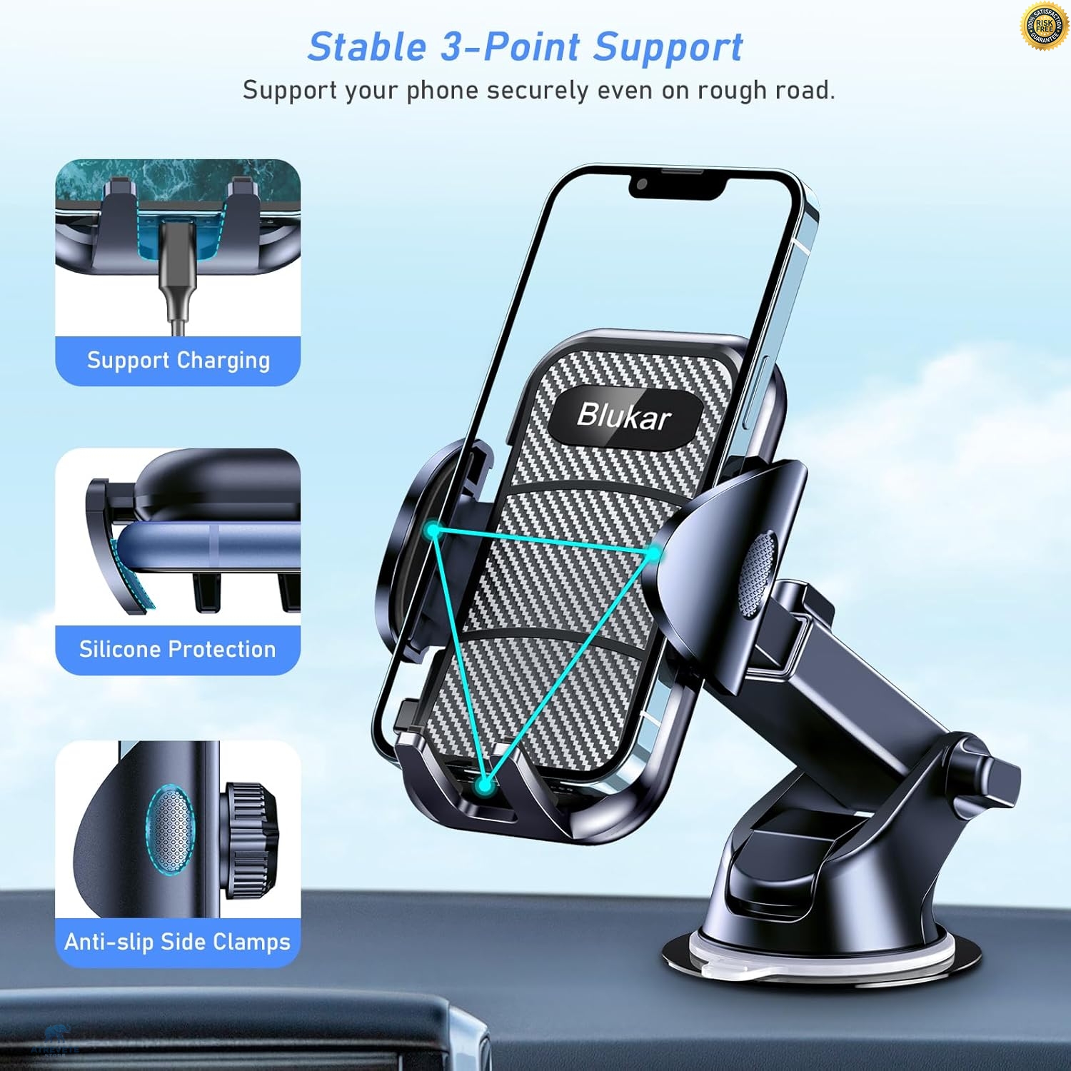 Coolpow MagSafe Auto Handyhalterung - 360° Drehbar, Mit 20 Magneten, Für IPhone & Android