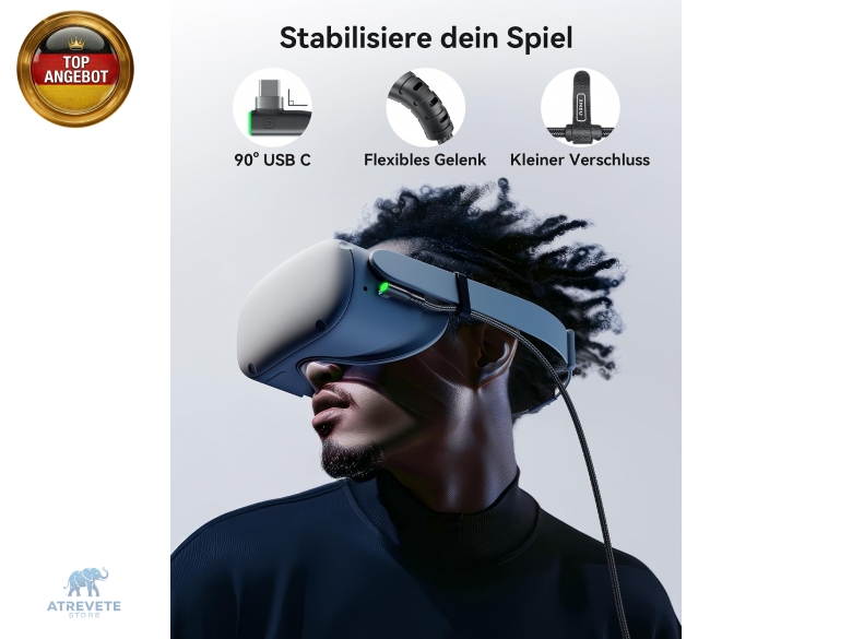 INIU VR Link-Kabel 5 M – Kompatibel Mit Oculus Quest 3/2/1/Pro & Pico 4, USB-C, Mit Ladeanschluss