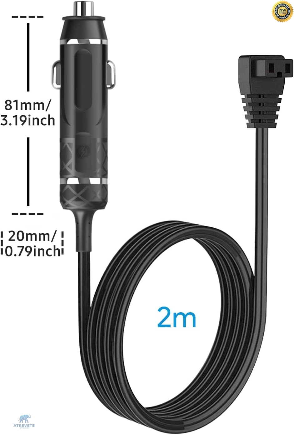 Leloco 12V KFZ Verlängerungskabel 2M - Für Kühlbox Dometic, Waeco, Alpicool