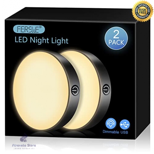Ferswe Dimmbar LED Nachtlicht Warmweiß, USB Wiederaufladbare Led